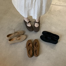 2025年新款真皮系带蝴蝶结芭蕾舞鞋软底百搭小单鞋女玛丽珍鞋