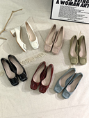 女鞋 2025年春季 子 高跟鞋 漆皮浅口温柔晚风配裙子粗跟单鞋 新款 法式