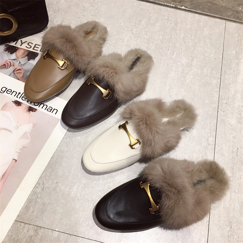 时尚外穿包头半拖毛毛鞋女鞋子