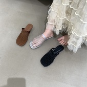 小众黑色凉拖凉鞋 坡跟网面透气包头半拖鞋 夏季 子外穿2026新款 女鞋