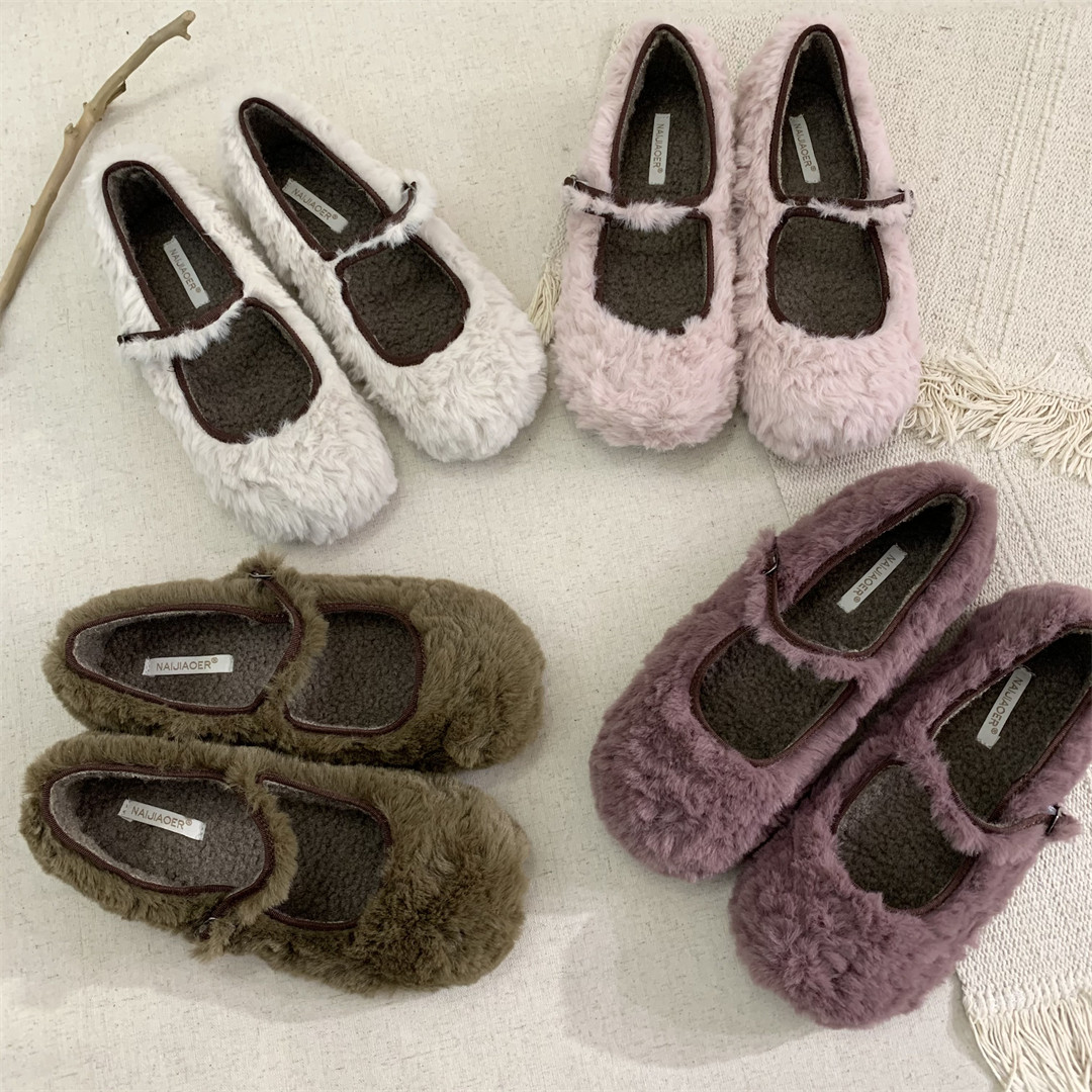 毛毛鞋鞋软底单鞋加绒棉鞋松紧带