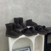 加绒棉鞋 真皮咖啡色厚底雪地靴女2025新款 冬增高中筒短靴毛毛拖鞋