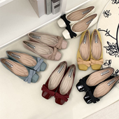 晚风温柔蝴蝶结一脚蹬瓢鞋 仙女风配裙子平底单鞋 女秋季