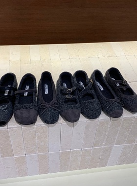 复古灰色晚晚气质芭蕾舞单鞋女2025秋冬季新款法式蝴蝶结玛丽珍鞋