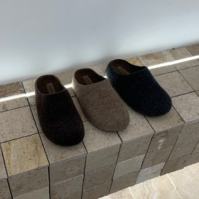 5CM小个子内增高勃肯鞋秋冬新款复古加绒毛毛鞋厚底半拖鞋女外穿