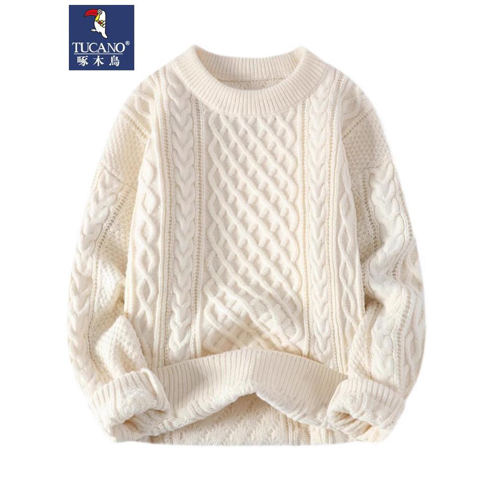 啄木鸟麻花圆领毛衣男秋冬季