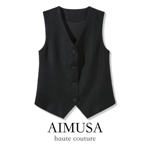 无袖 AIMUSA 亚麻马甲背心女款 极简风薄款 棉麻坎肩马夹上衣 26夏季