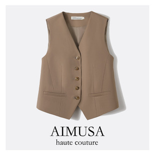 无袖 马甲2026新款 马夹坎肩背心女夏 26春典雅英伦风西装 AIMUSA