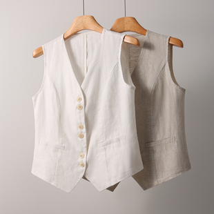 AIMUSA 透气棉麻坎肩马夹上衣 26春夏轻氧亚麻马甲背心女夏薄款
