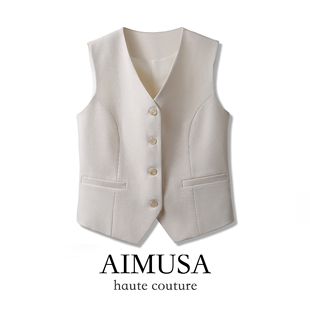 极简风白色西装 新款 马甲背心女春秋叠穿坎肩外套 26春季 AIMUSA