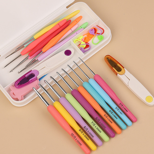 彩色毛线钩针套装手工diy工具收纳盒初学者新手入门勾针套装家用