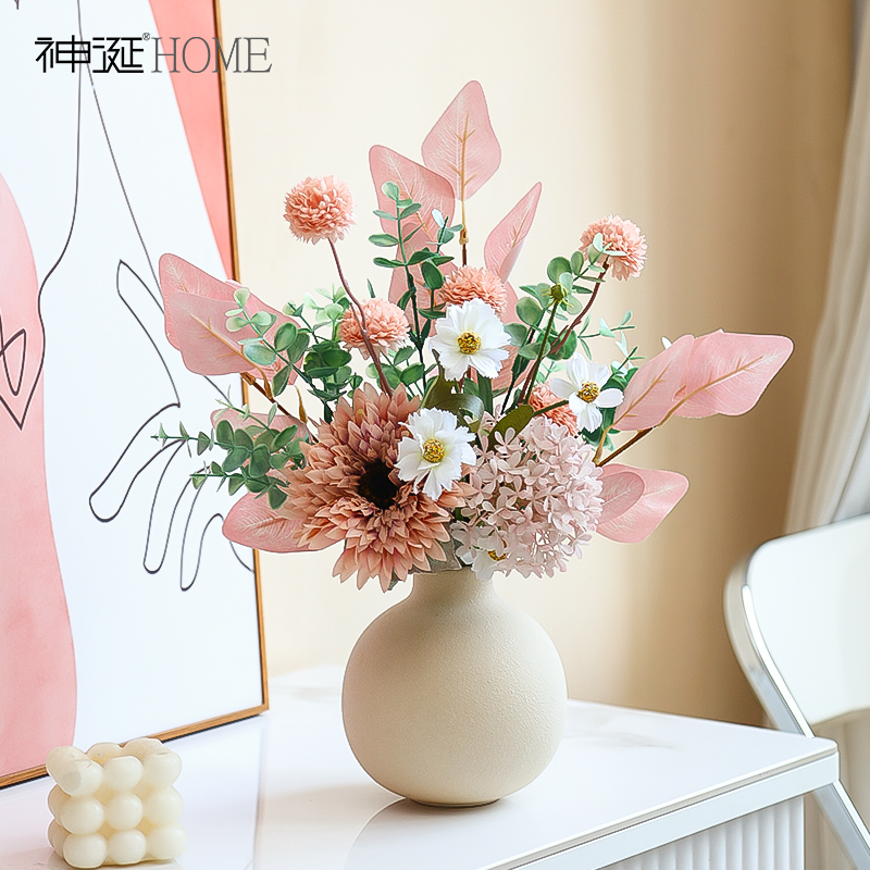 北欧小清新假花仿真花摆件家居桌面客厅餐桌花摆花绢花插花束摆设