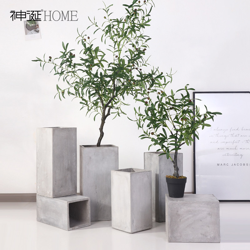 Bắc Âu mới sáng tạo xi măng lọ hoa hình chữ nhật lớn hiện đại đơn giản từ sàn đến trần lưu vực phòng khách trong nhà cây xanh lọ hoa 	đồ gỗ trang trí văn phòng đồ gỗ trang trí treo tường	