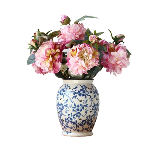 Новая китайская стиль сине -белая фарфоровая керамическая ваза