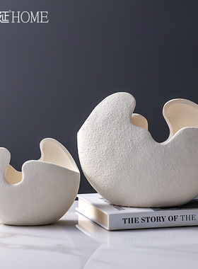 网红创意北欧白色蛋壳陶瓷花瓶摆件家居客厅电视柜茶几玄关装饰品