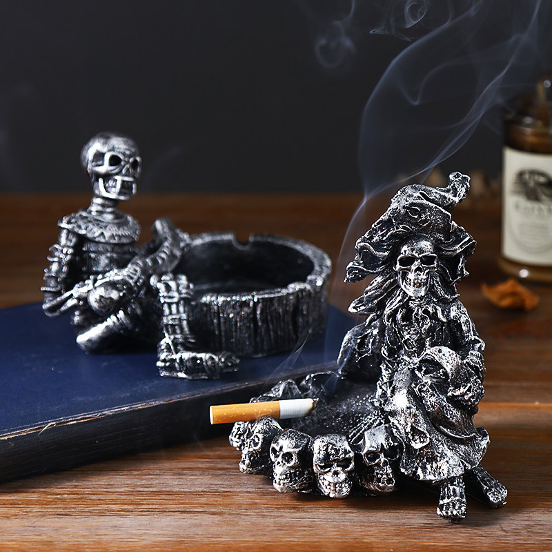 【清仓-售完不补】复古创意骷髅头烟灰缸个性潮流客厅装饰品摆件