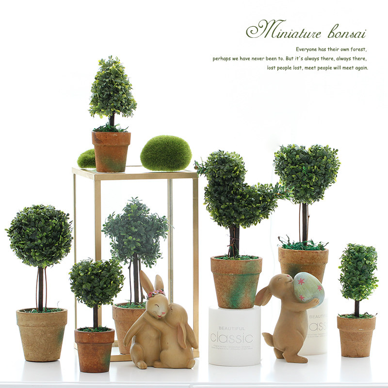 美式乡村田园风仿真植物小盆栽家居装饰店铺桌面绿植店铺装饰摆件