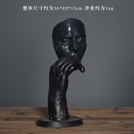 创意沉默是金雕塑工艺品摆件复古家居办公室客厅艺术品装饰品摆设