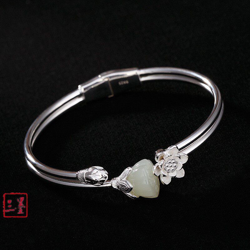 AGARWOOD SUCH AS CRUMBS YAN DANBU OFF BRACELET S BRACELET LADIES LOTUS NATURAL HETIAN JADE SILVER BRACELET