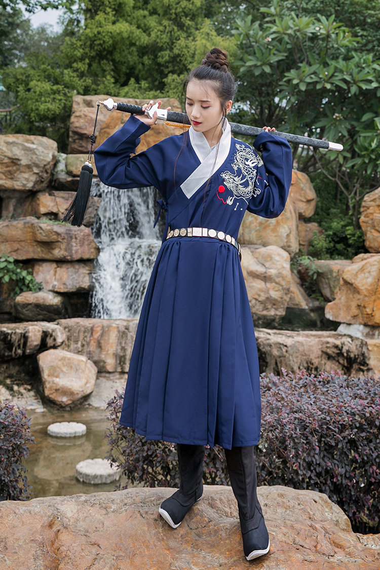 SANMO HANFU NON-ANCIENT COSTUMES PERFORMANCE COSTUMES ANCIENT STYLE QINGLONG EMBROIDERY MALE AND FEMALE GENERAL ARROW SLEEVES TRADITIONAL HANFU MING SYSTEM TROLLING