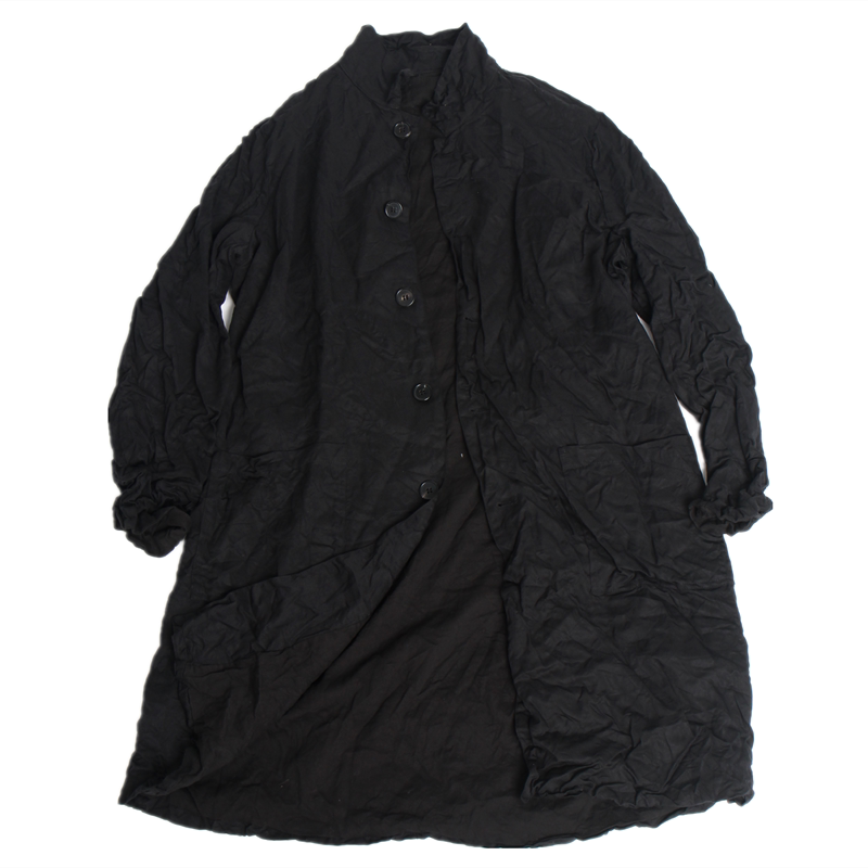 原创褶皱棉麻风衣男女日系中性暗黑潮复古ed冷淡乞丐风外套