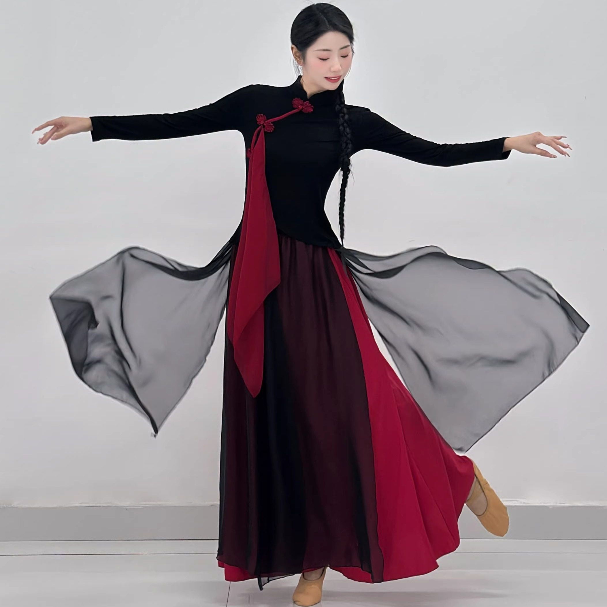 古典舞依梅园舞蹈练功服莫代尔修身中国舞黑色阔腿裤裙套装演出服,女装/女士精品,民族服装/舞台装,淘宝优惠券,粉丝福利购,淘宝优惠卷