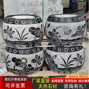 精雕石墩仿古青石柱基石柱础木柱石底座定做 寺庙古建青石柱墩中式