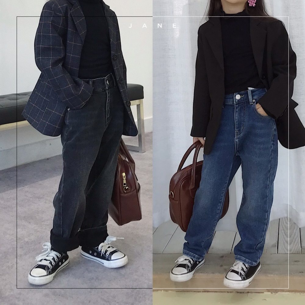 韩国首尔磨毛加薄绒小脚牛仔裤