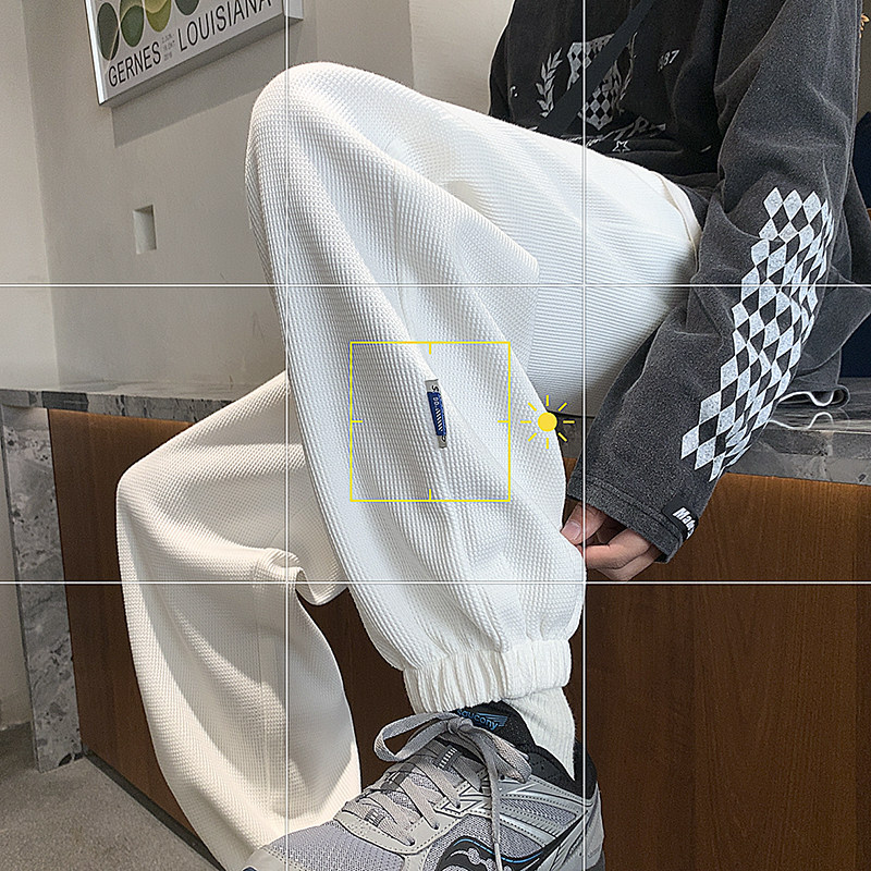 货足！2026春季新款华夫格纯色九分休闲裤XZ604-KP56-P55控68,男装休闲裤,星座604