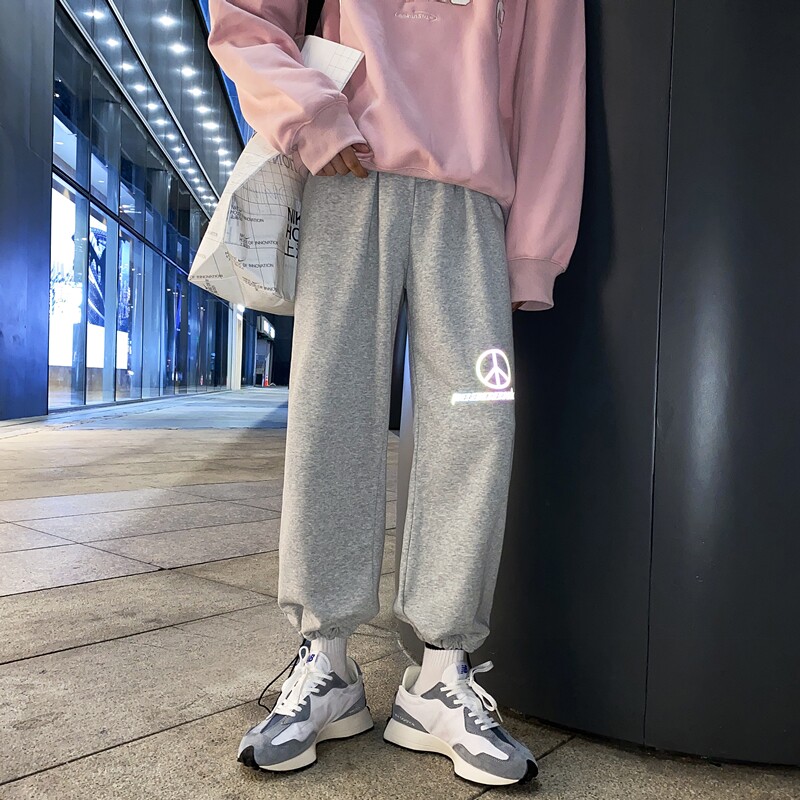 港风反光印花logo宽松抽绳九分卫裤 XZ604-KP07-P45控58图片