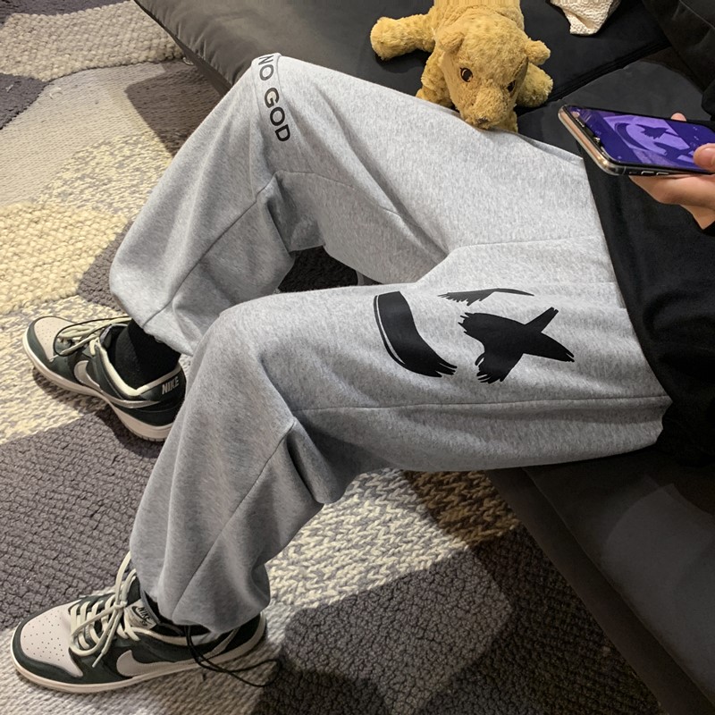 2026秋季港风新款笑脸印花九分抽绳卫裤XZ604-KP39-P45控58,男装休闲裤,星座604