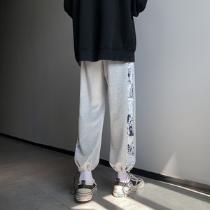 2026春季港风新款侧边漫画拼接九分抽绳卫裤 XZ604-KP23-P45控58图片