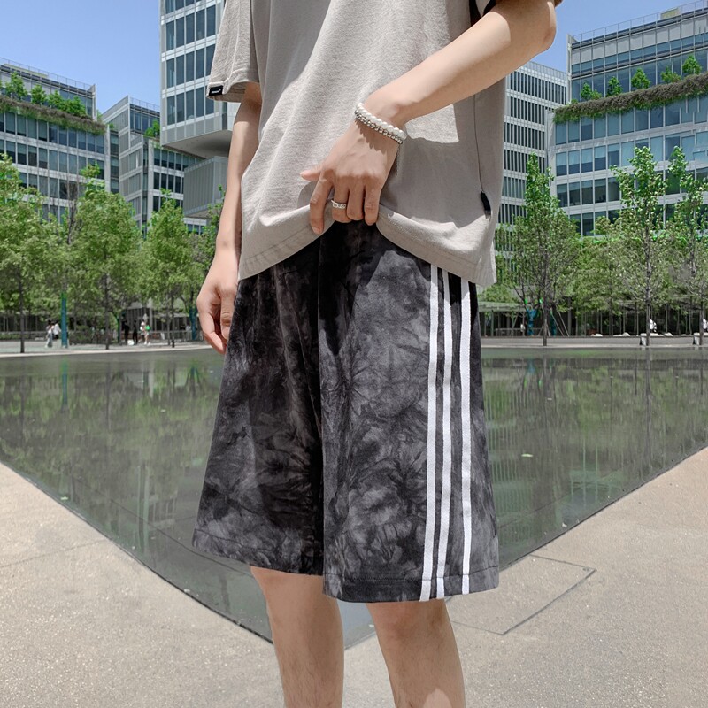 2026夏季扎染全棉三条杠短裤XZ604-KP17-P28控38,男装牛仔裤,星座604