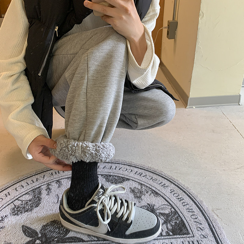 2026冬季新款华夫格棉花绒束脚保暖休闲裤XZ604-KP46-P65控78,男装棉衣,星座604