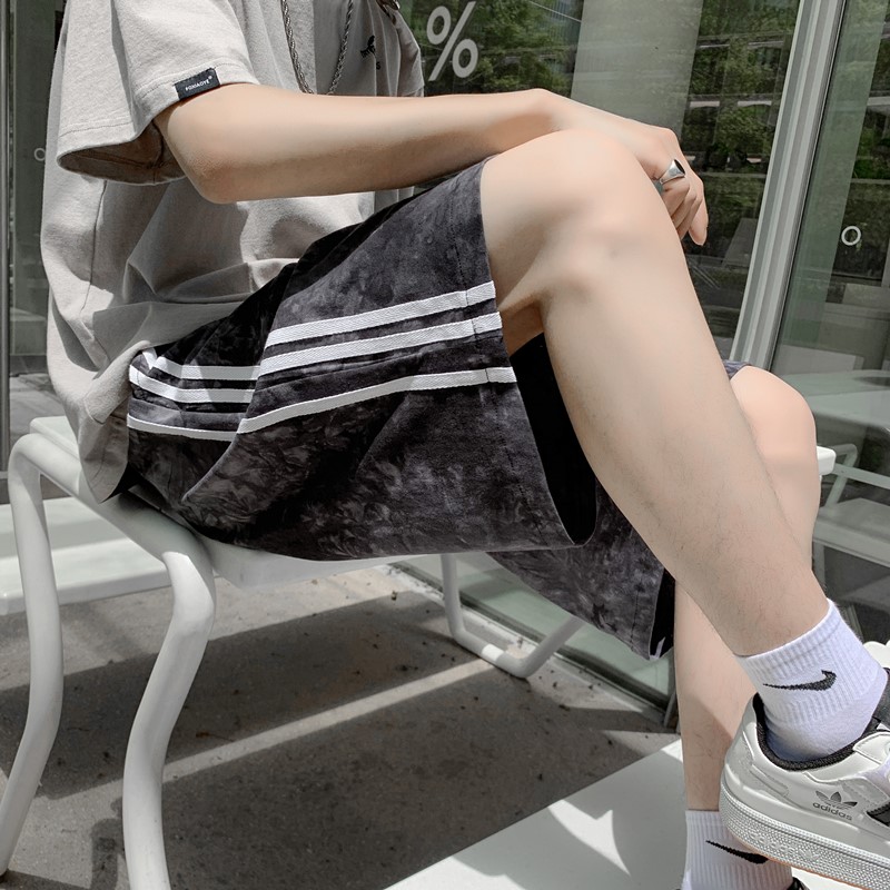 2026夏季扎染三条杠全棉短裤XZ604-KP17-P28控38,男装牛仔裤,星座604