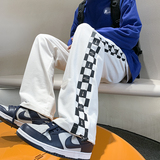 2026春季新款棋盘格印花胶标休闲裤长裤XZ604-KP58-P55控68，男装休闲裤，星座604