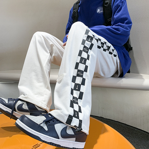 2026春季新款棋盘格印花胶标休闲裤长裤XZ604-KP58-P55控68