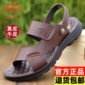 男休闲两用凉拖鞋 蜻蜓牌凉鞋 子 沙滩鞋 防滑外穿大码 男真皮夏季 新款
