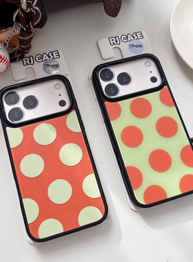 橙黄色大波点磨砂亲肤感适用iphone苹果17promax高级16pro时尚15个性女生甜美ins小众磁吸防摔巴黎CASE手机壳