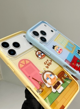 TPU边框亚克力二合一拆换背板适用iphone17pro苹果16promax时尚15女生14个性13卡通12可爱哭娃黄蓝防摔手机壳