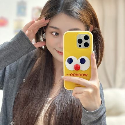 黄框大眼ins木马kitty猫适用iphone17promax苹果16pro卡通15女生14个性13可爱12TPU软边框亚克力二合一手机壳