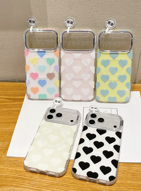 爱心边框镶钻KEYICASE适用iphone苹果17promax轻奢16pro小众15气质14高级13女生包相机ai键双层IMD磁吸手机壳