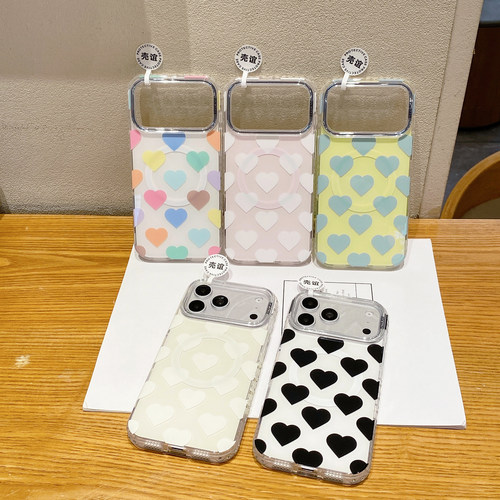 爱心边框镶钻KEYICASE适用iphone18苹果17promax轻奢16pro小众15气质14高级女生包相机ai键双层IMD磁吸手机壳