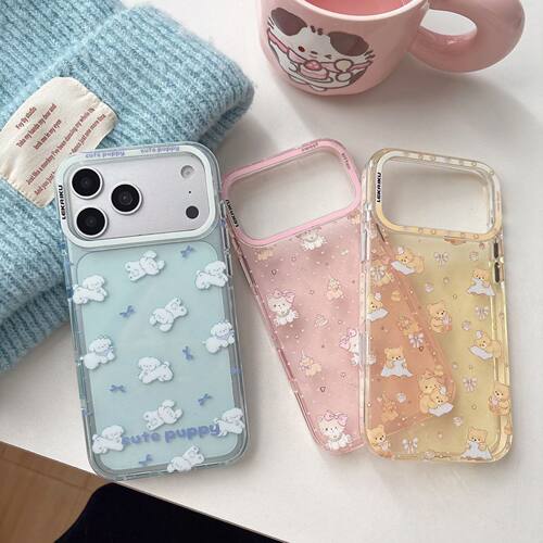 LEKAIKU小狗猫咪熊宝侧边印图适用iphone苹果17promax可爱16pro卡通15女生包独立相机AI键双层IMD防摔手机壳