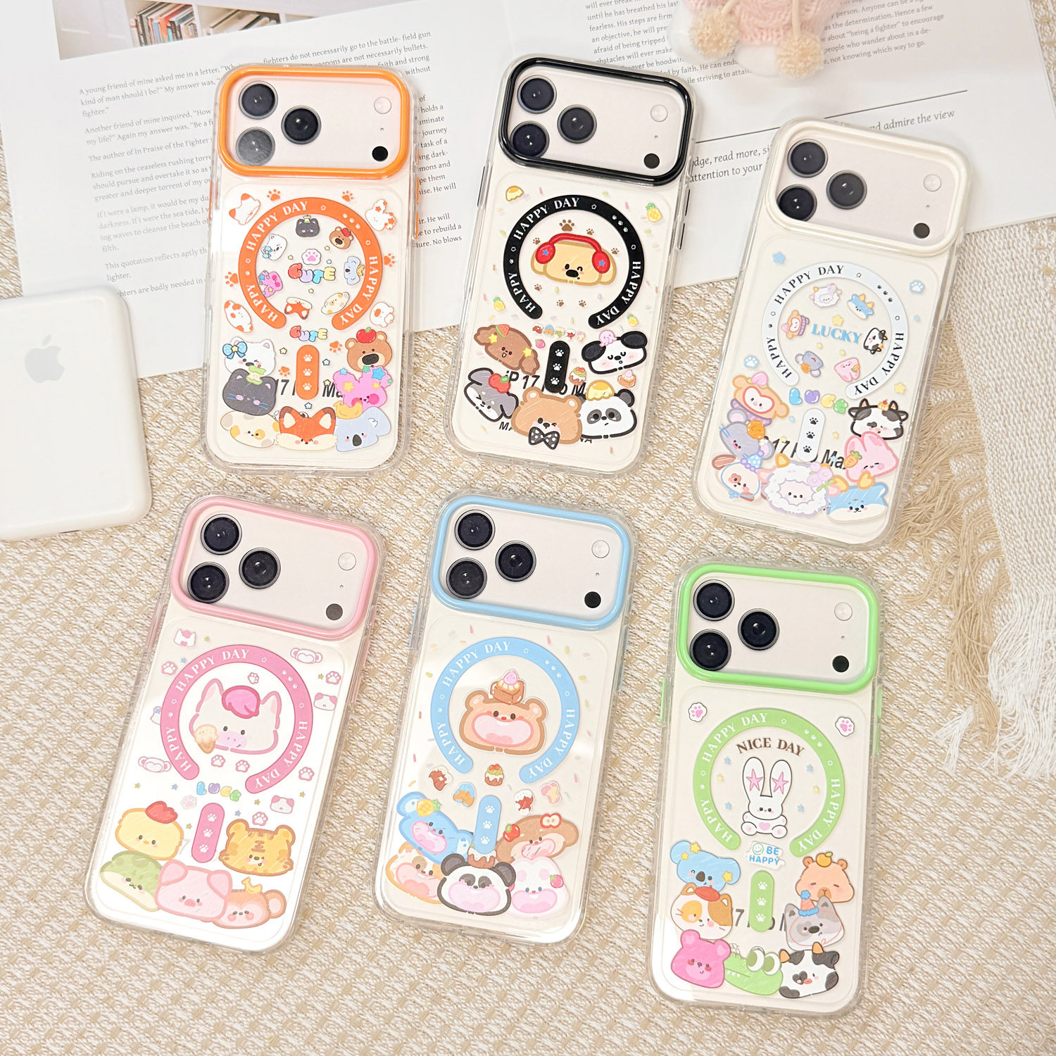 小动物彩框磁吸圈适用苹果iphone17promax潮流16pr