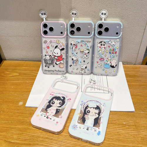 壳谊KEYICASE吏努比小新小玉适用iphone苹果17promax卡通16pro包相机AI键15可爱14小众13女生磨砂磁吸手机壳