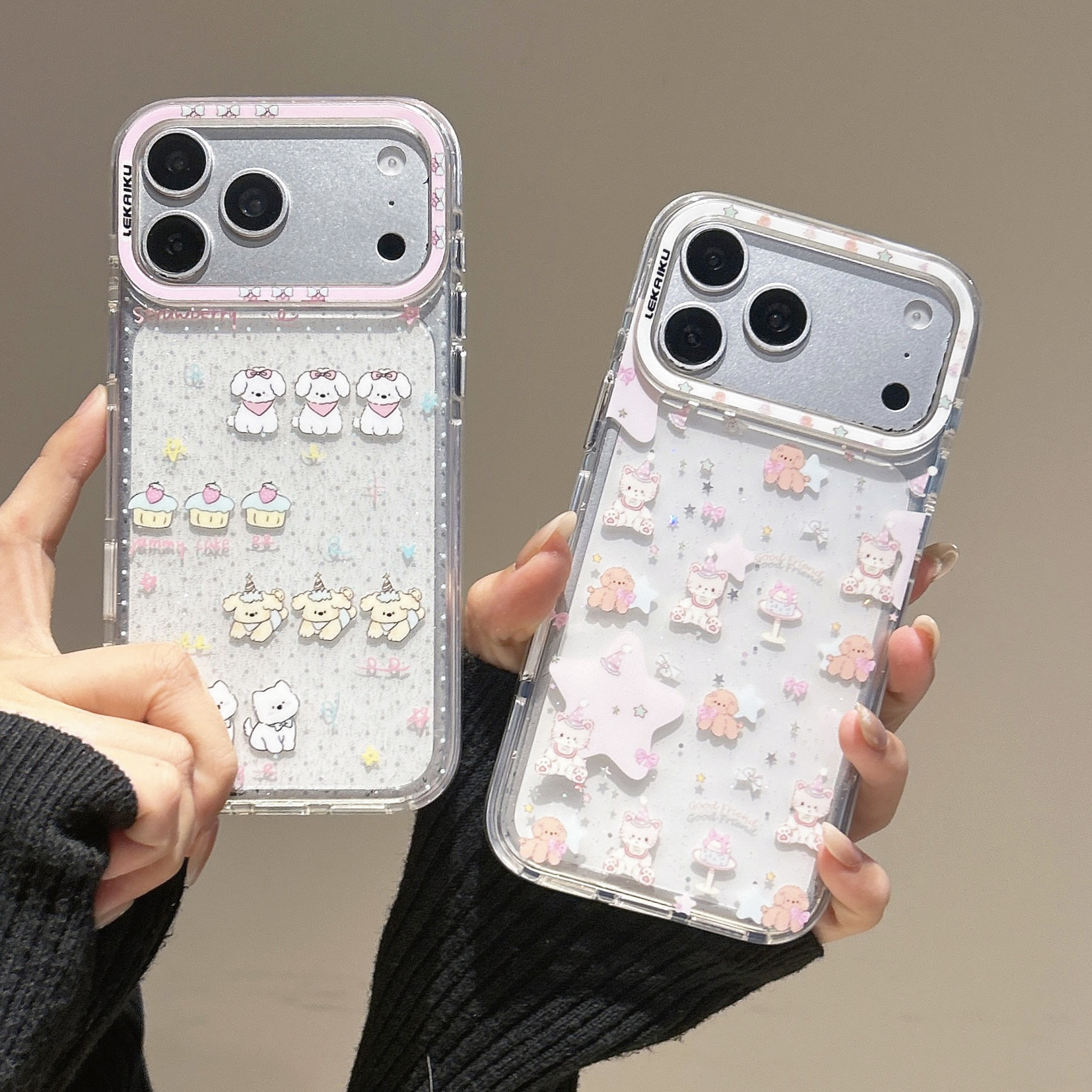 侧颜LEKAIKU耳机小狗西高地星星适用iphone苹果17promax可爱16pro卡通15女生包相机键电镀双层IMD耐刮手机壳