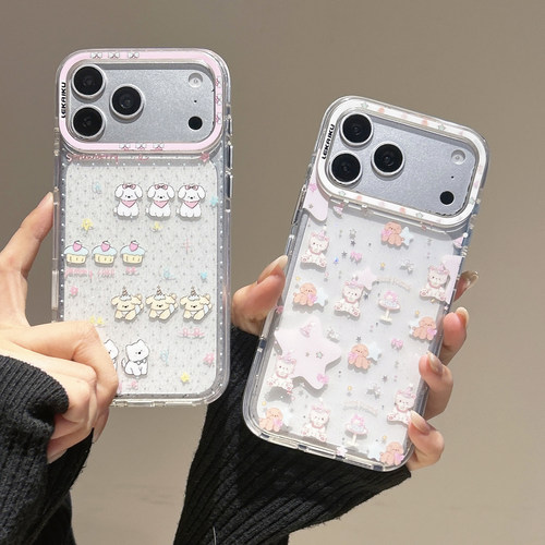 侧颜LEKAIKU耳机小狗西高地星星适用iphone苹果17promax可爱16pro卡通15女生包相机键电镀双层IMD耐刮手机壳