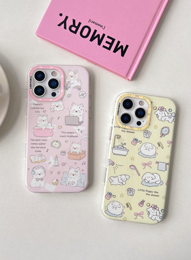 乐开酷西高地线条小狗适用iphone17pro苹果16时尚15promax女生可爱卡通小众ins侧颜边框印图包相机AI键手机壳