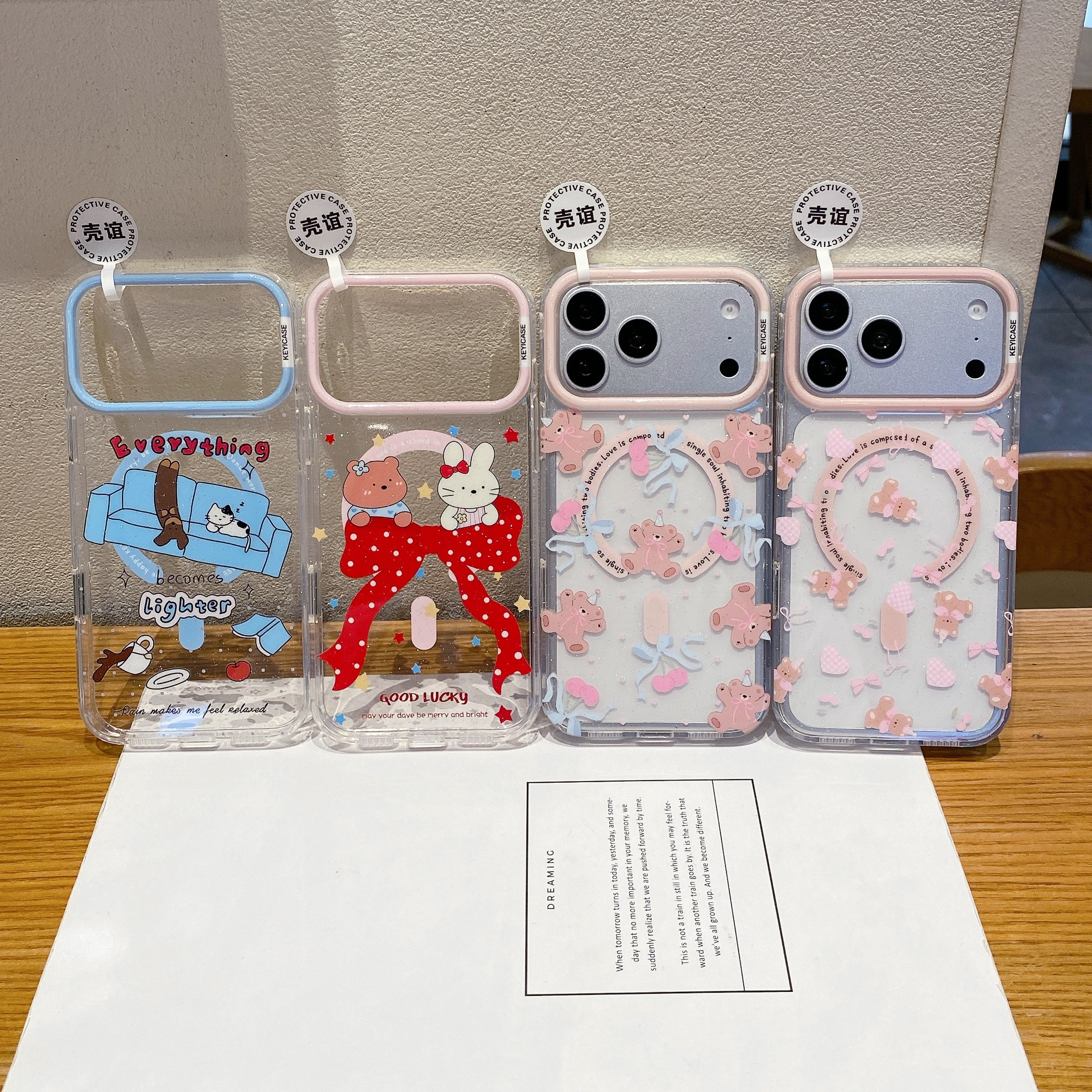 KEYICASE细闪蝴蝶结兔子小熊适用iphone苹果17promax卡通16pro小众15可爱14甜美13男女包相机键IMD磁吸手机壳